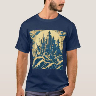 T-shirt Ville d'Atlantis 3 - Style Woodblock