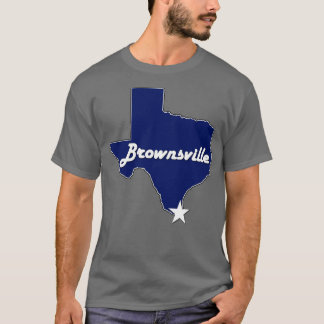 T-shirt Ville de Brownsville Texas Lone State Map Navy Blu