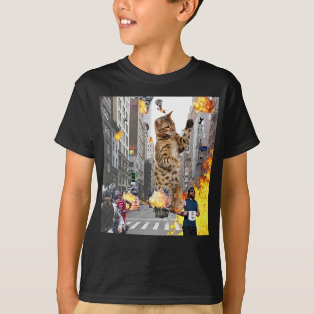 T-shirt Ville de destruction de chat (Devant)