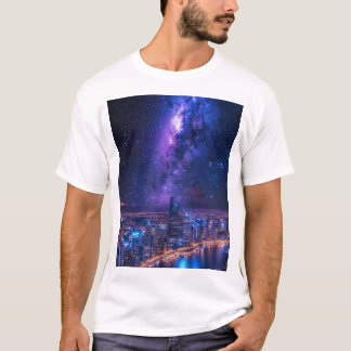 T-shirt Ville des étoiles : Skyline futuriste sous une gal