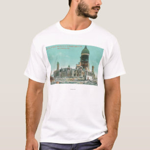 T-shirt Ville hôtel en feu de ruines après 1906