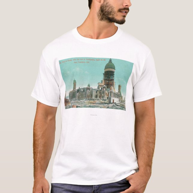 T-shirt Ville hôtel en feu de ruines après 1906 (Devant)