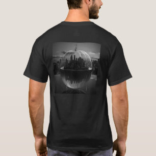 T-shirt Ville Noir+Blanc Dans Une Orbe En Forme De Citroui