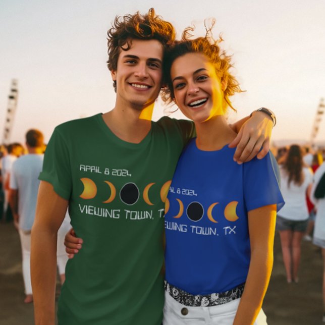 T-shirt Ville personnalisée Etat Total Solaire Eclipse 202 (2024 Total Solar Eclipse Custom Town and State T-Shirt)