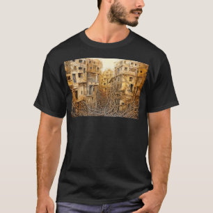T-shirt Ville surréaliste aux embrayages