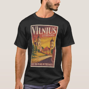 T-shirt Vilnius Lituanie Illustration Art de voyage Vintag