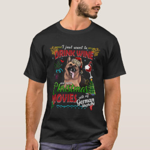 T-shirt Vin À Boire Regarder Les Films De Noël Avec Mon Al