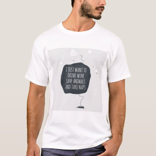 T-shirt Vin amusant & Citation Amoureux des animaux T-Shir (Devant)