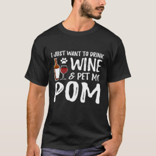 T-shirt Vin d'amant de chien Pom Mère de chien Pomeranian