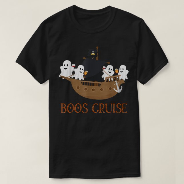T-shirt Vin de fête d'Halloween Bière Boos Cruise (Design devant)
