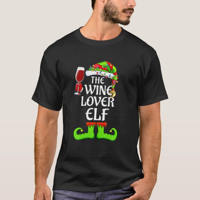 T-shirt Vin Lover Elf Groupe de jumelage Noël Famille Noël (Devant)