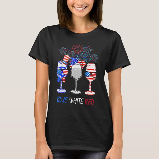 T-shirt Vin rouge & 4 juillet Bleu Vin Rouge Blanc Bleu Wi (Devant)