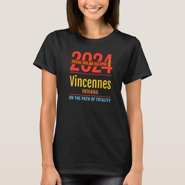 T-shirt Vincennes Indiana IN Total Solar Eclipse 2024  4   (Devant)