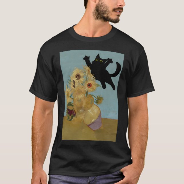 T-shirt Vincent Van Gogh Fleurs Chat (Devant)