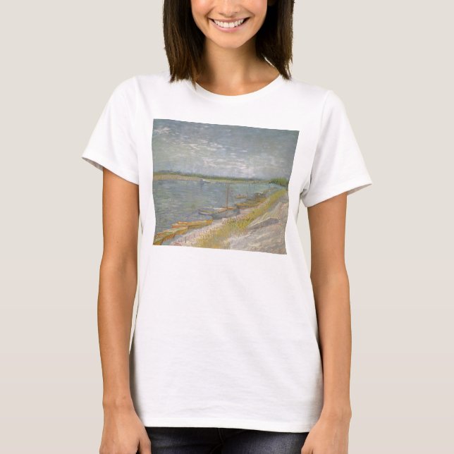 T-shirt Vincent van Gogh - Vue d'une rivière avec des bate (Devant)