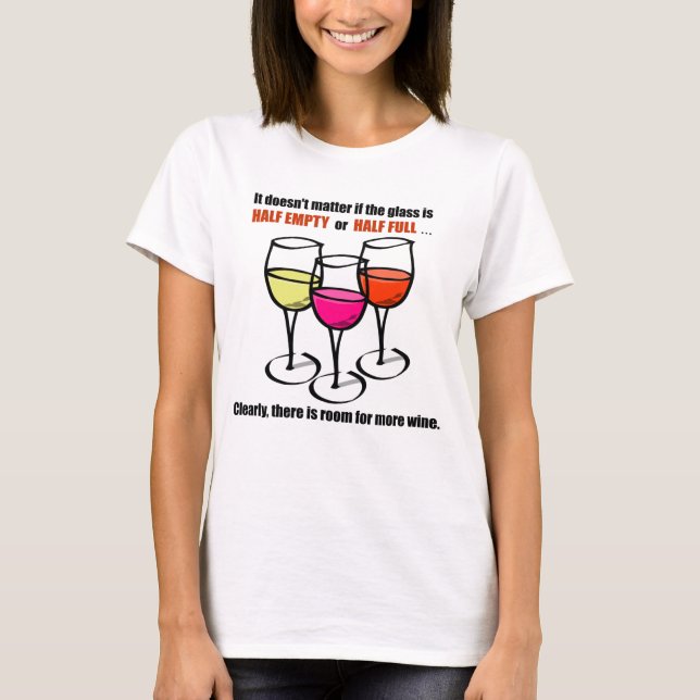 T-shirt Vins de caricature Verre mi-Vin vide Humour (Devant)