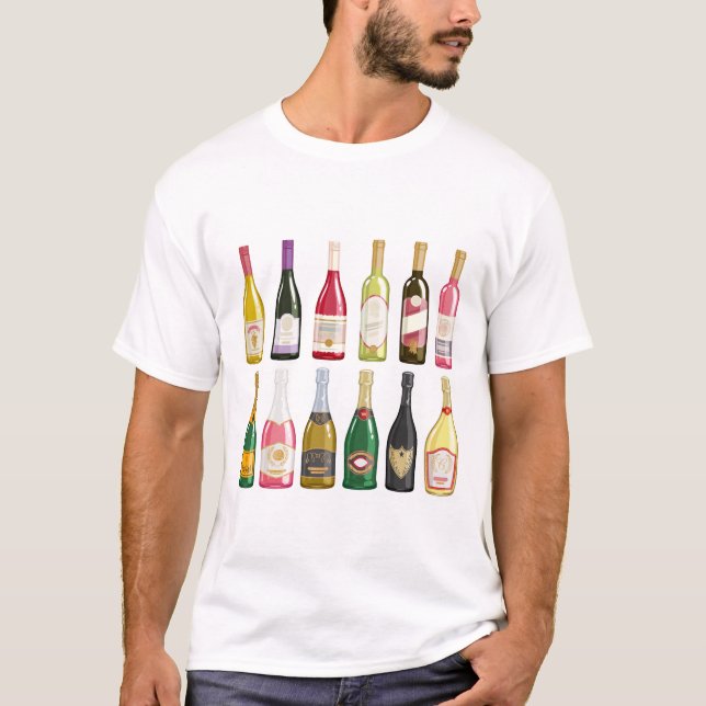 T-shirt Vins et champagne Bouteilles (Devant)
