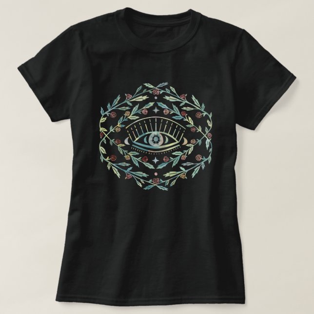 T-shirt Vins Roses des yeux mystiques Boho magique coloré (Design devant)