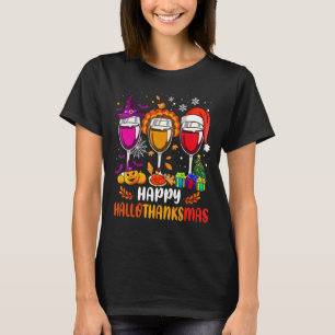 T-shirt Vins Verre Thankgiving Joyeux Hallothanksmas