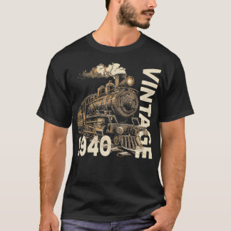 T-shirt Vintage 1940 Steampunk Steam Train Locomotive 84e