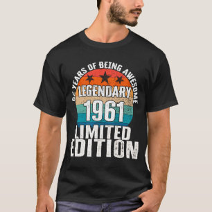 T-shirt Vintage 1961 Legendary Limited Edition 62 ans