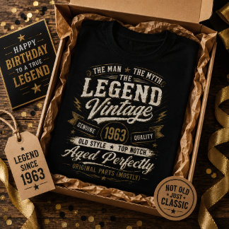 T-shirt Vintage 1963 Vieilli Parfaitement 63e Anniversaire