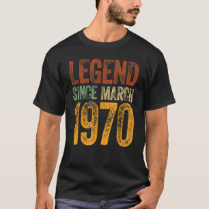 T-shirt Vintage 1970 Anniversaire Mars Né Légende depuis 1