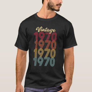 T-shirt Vintage 1970 Fait En 1970 52E Anniversaire 52 Ans