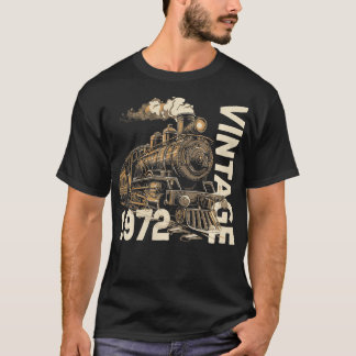 T-shirt Vintage 1972 Steampunk Steam Train Locomotive 52e