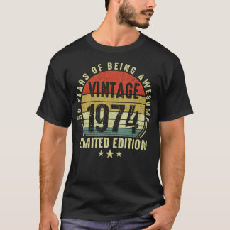 T-shirt Vintage 1974 50E Anniversaire Cadeau Distressed De