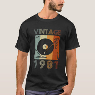 T-shirt Vintage 1981 Retro Record Player Anniversaire Viny