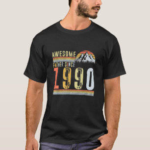 T-shirt Vintage 1990 Awesom Father Since 32St Birthday Fat