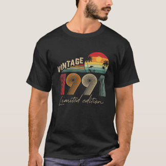 T-shirt Vintage 1991 Limited Edition 30E Anniversaire Déco
