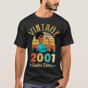 T-shirt Vintage 2001 21E Anniversaire Femme Noire Afro 21