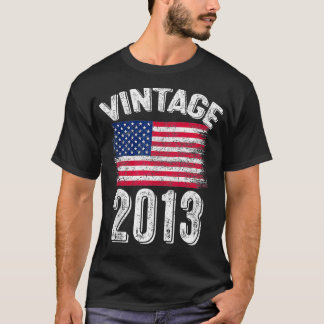 T-shirt Vintage 2013 Drapeau américain de 11 ans Anniversa