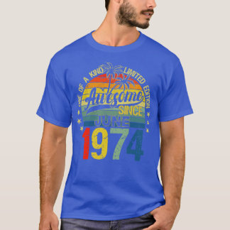 T-shirt Vintage 48 Ans Juin 1974 Décorations 48th Bi