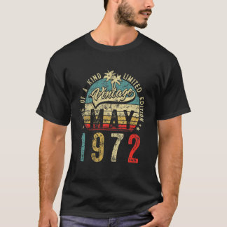 T-shirt Vintage 50 Ans Mai 1972 Décorations 50E Bir