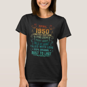T-shirt Vintage 72 Ans Avril 1950 72e Anniversaire