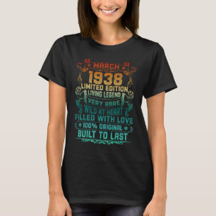 T-shirt Vintage 85 Ans Mars 1938 85e Anniversaire