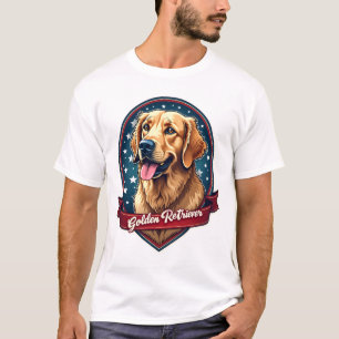 T-Shirt vintage à crête de Golden Retriever patrio
