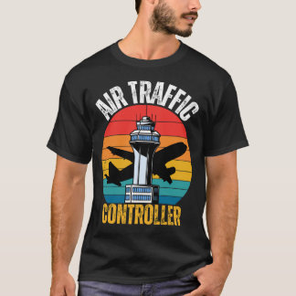 T-shirt Vintage Air Traffic Controller Retro Sunset