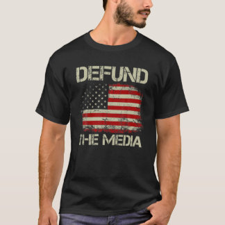 T-shirt Vintage American Flag Defund The Media