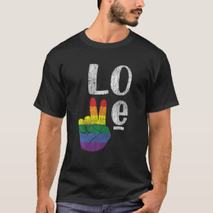 T-shirt Vintage Amour Win Arc en Ciel de Paix Pride Lesbia