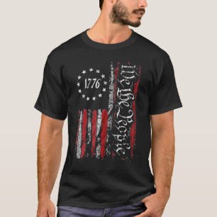 T-shirt Vintage Ancien Drapeau Américain Patriotique 1776 