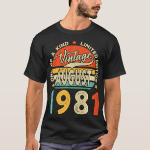 T-shirt Vintage août 1981 40th Birthday Limited Edition 