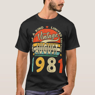 T-shirt Vintage août 1981 40th Birthday Limited Edition 