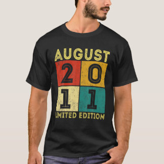 T-shirt Vintage Août 2011 Retro 10E Anniversaire 10 Ans O