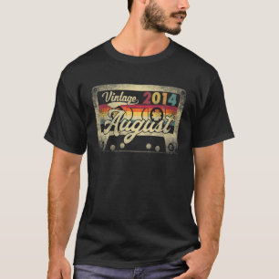 T-shirt Vintage Août 2014 7E Anniversaire Cadeau Rétro 7 A