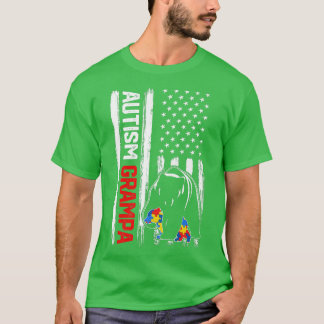 T-shirt Vintage Autisme Grampa Porter Amérique Drapeau