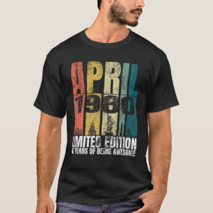 T-shirt Vintage avril 1980 Cadeaux Anniversaires 41 ans 41